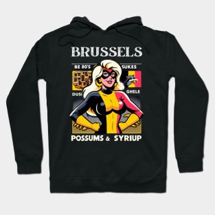 Brussels Female Comic Book Superhero Possums Waffles Syrup Belgium Hoodie